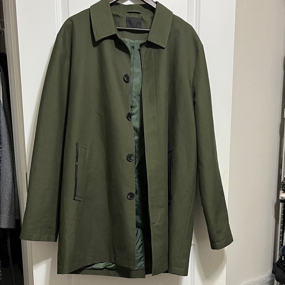 ASOS Harry Brown mac coat in olive green XXXL